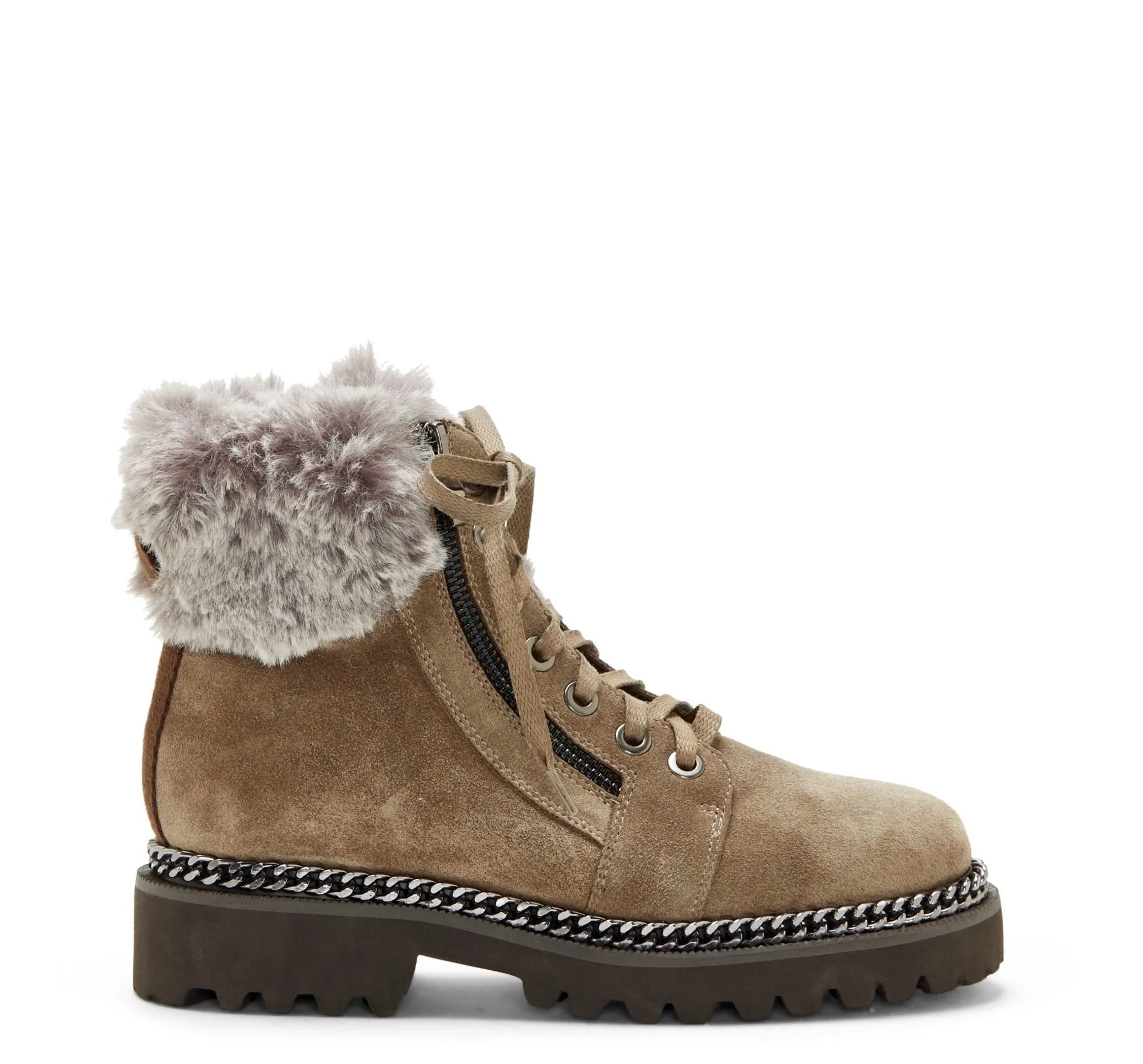 On trend: fur trim booties like UGG Jeovana Wedge Heeled Booties in brown and black