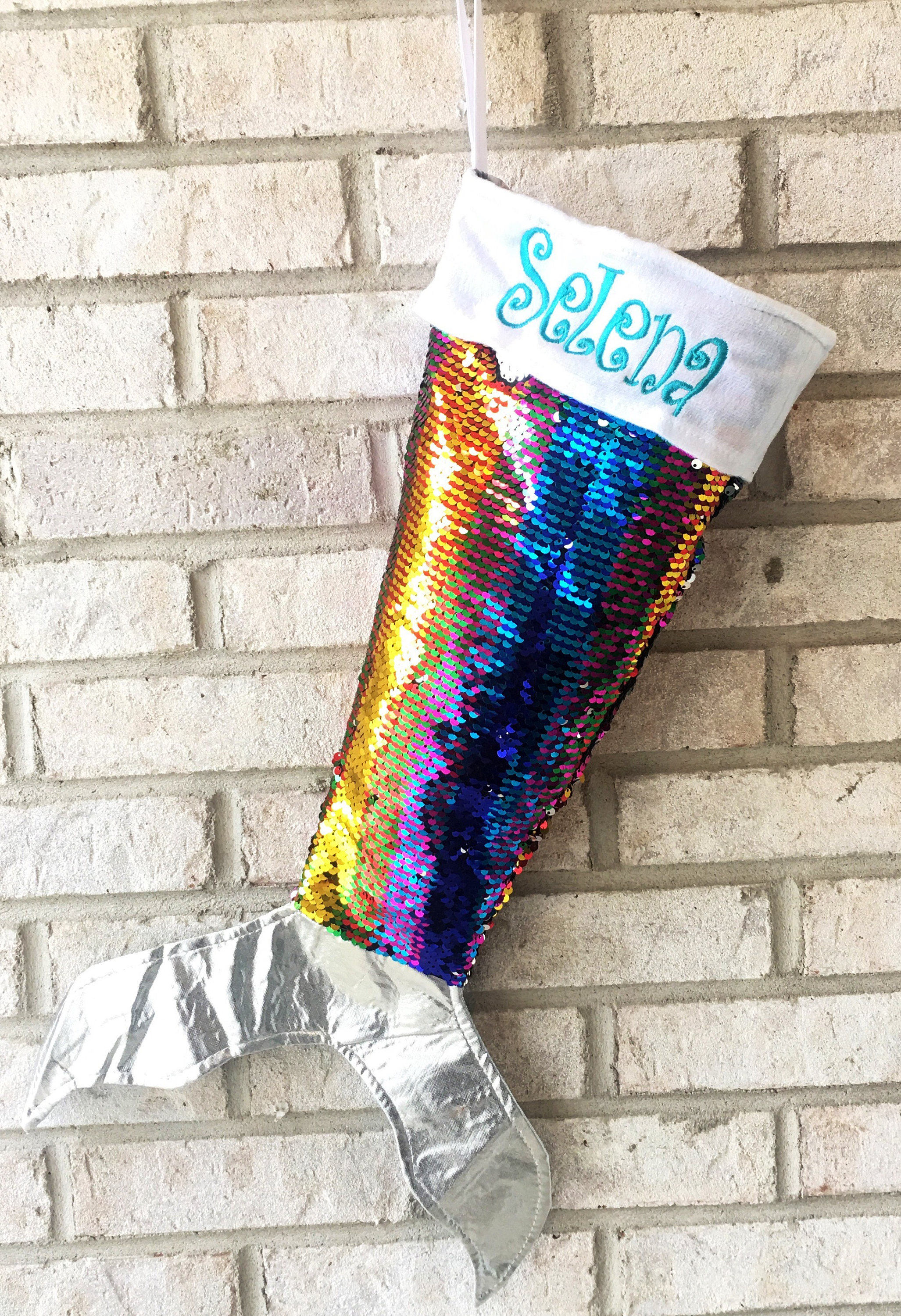 Custom mermaid stockings in multicolored sequins!