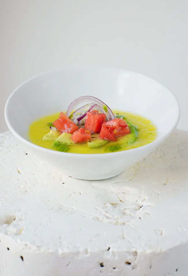 Yellow Tomato Gazpacho from joylicious | Cool Mom Picks