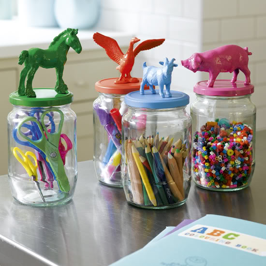 DIY: animal storage jars from all those figurines lying around