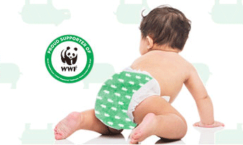 Gorgeous disposable diapers, including a philanthropic hippopotamus