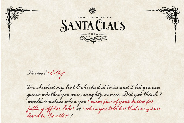 Mailing a lump of coal is expensive. Send Santa’s Black Letter to your naughty list instead.
