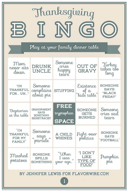 Best New Holiday Tradition goes to…Thanksgiving Bingo!