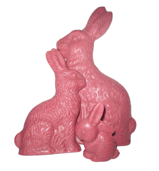 Pretty pink chocolate bunnies, with no icky artificial dyes