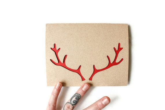 Way Cool Modern Christmas Cards For Real   Etsyantlercard 