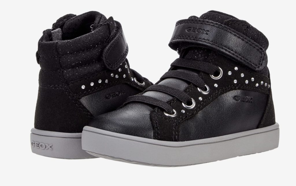 Favorite clothes for a 9 year old: Geox high top black platform sneakers 