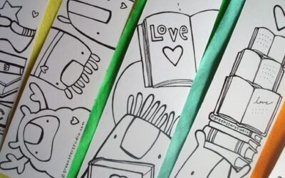 Kids bookmarks that get them drawing as well as reading