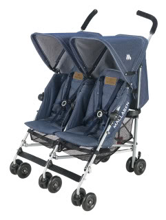 The Maclaren denim stroller rides again, this time for two