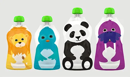 Reusable squeeze pouches for snacking on the go