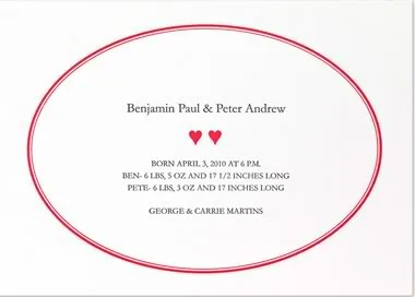 B Designs’ gorgeous letterpress birth announcements for twins just look expensive