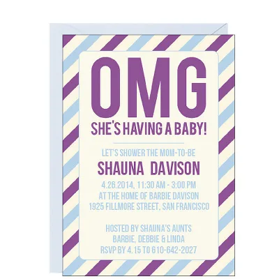Cool baby shower invitations - OMG card at Paper Source | Cool Mom Picks