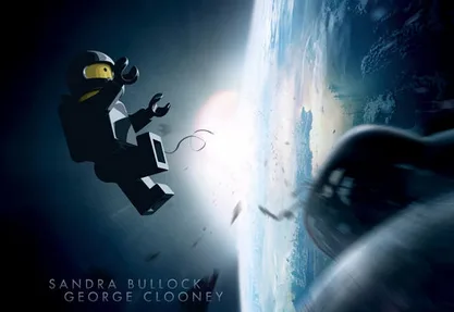 Gravity poster recreated with Lego figures | Cool Mom Picks
