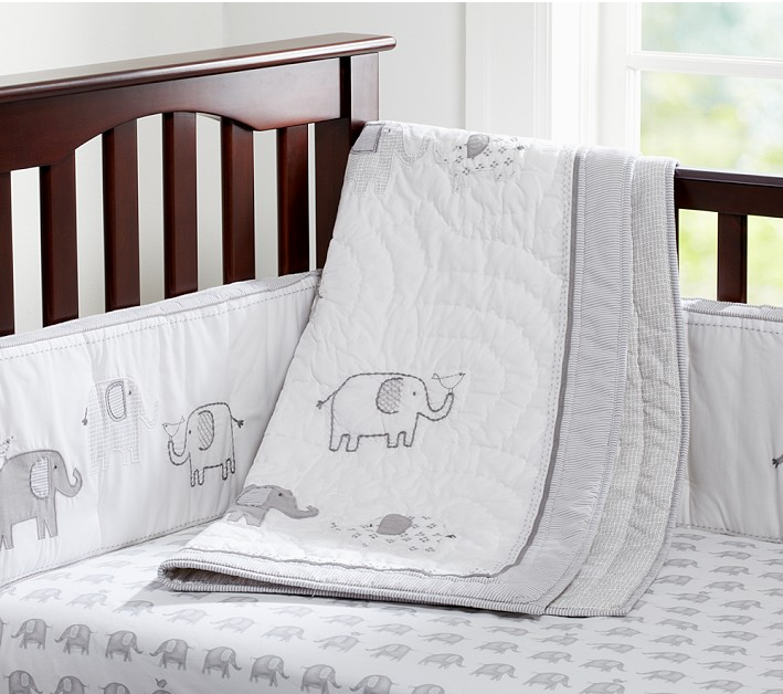 grey elephant nursery bedding