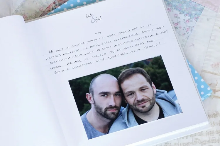 Personalized baby books for same sex couples - Two Dads at Rag & Bone Bindery