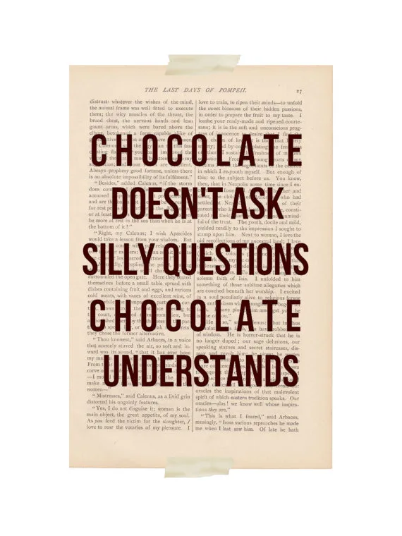 Funny art quote: Chocolate Doesn't Ask Silly Questions at ExLibrisJournals