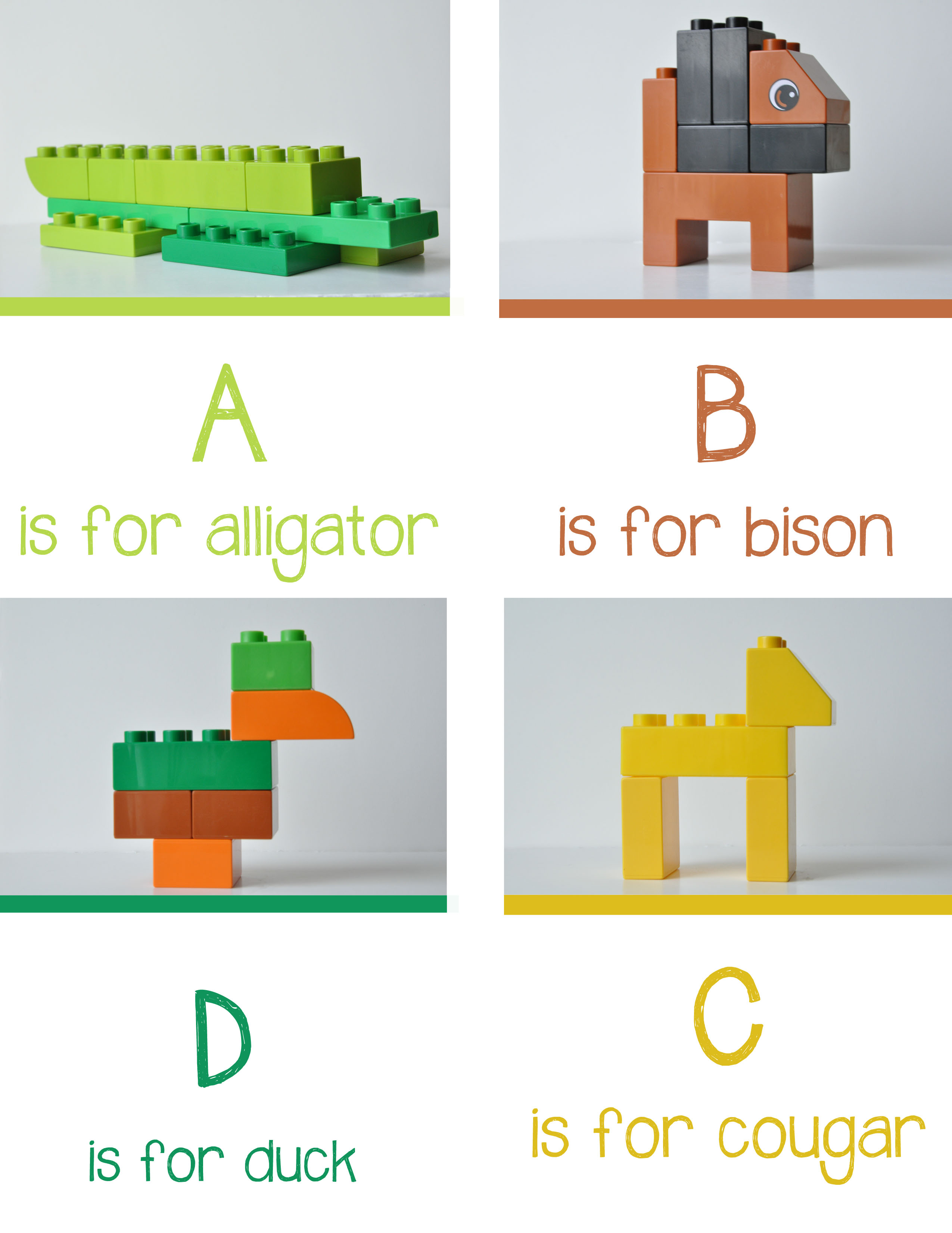 Lego Animal Alphabet Printable