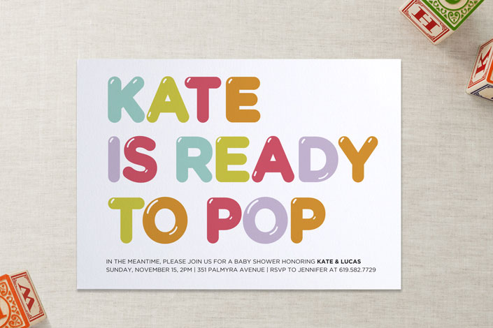 Cool baby shower invitations -she's gonna pop - minted | Cool Mom Picks