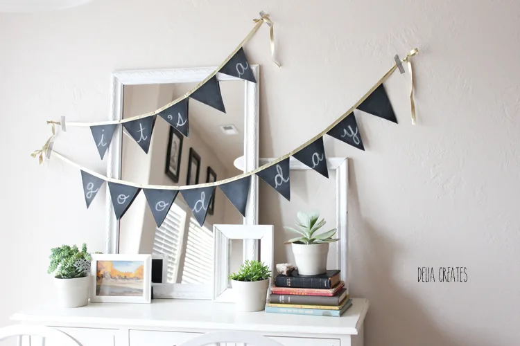 Easy chalkboard paint DIY buntings by Delia Creates | Cool Mom Picks
