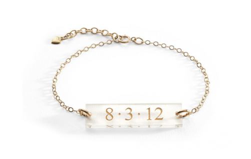 Custom jewelry for mom - personalized acrylic block bracelet by Moon & Lola