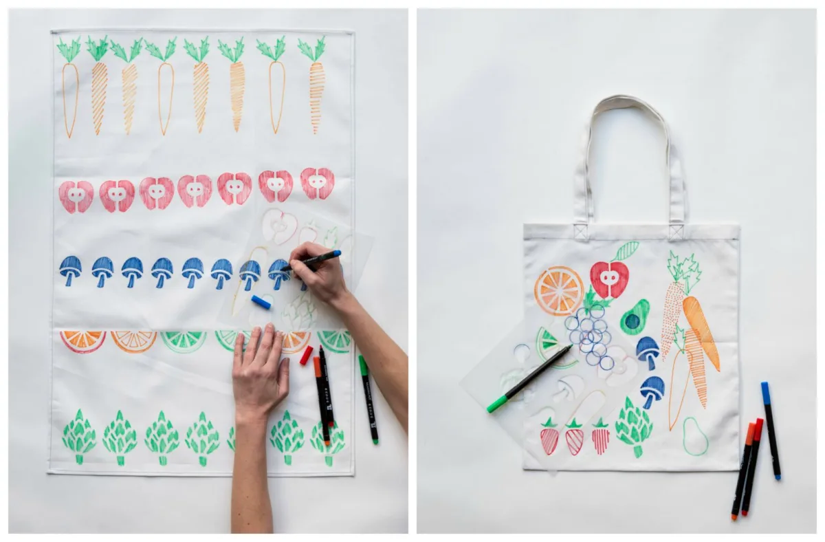 Cool stencils for kids by Yellow Owl Workshop: Market theme | Cool Mom Picks