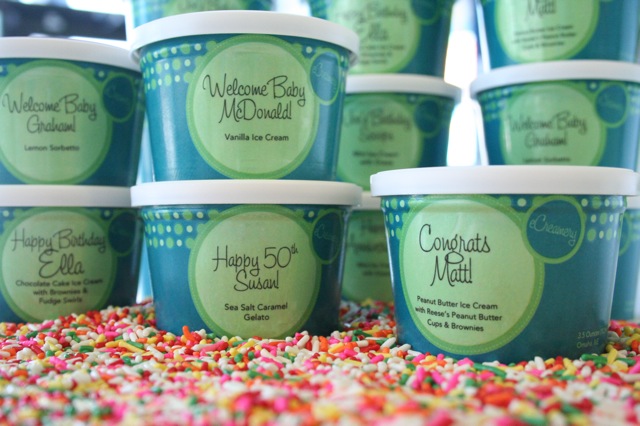 Time for an ice cream shower! Wait, no. Just customized ice cream cups for a baby shower.