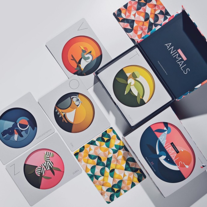X is for Xantus and M is for Modern with these vibrant animal alphabet flash cards