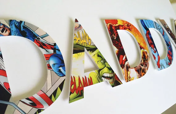 Custom superhero comic book letters on Cool Mom Picks