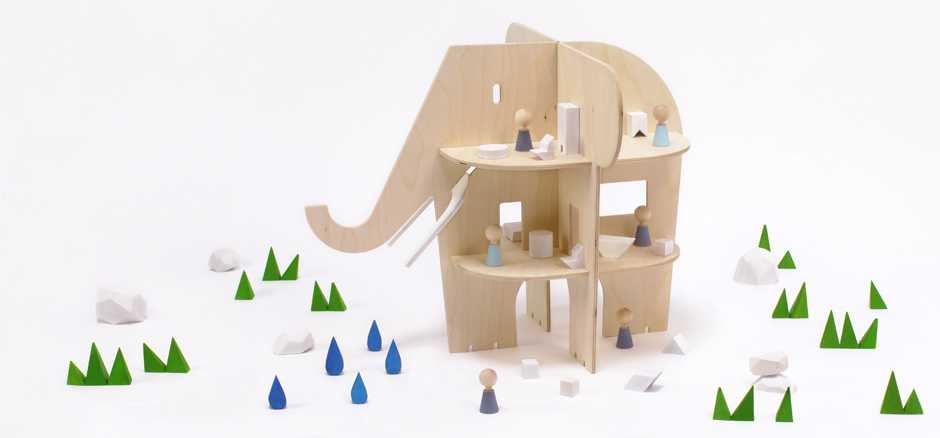 A natural wooden dollhouse so adorable, an elephant couldn’t forget it. Especially in this case.