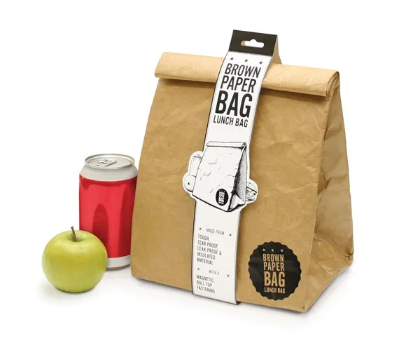 Reusable brown paper lunch bag by Luckies of London
