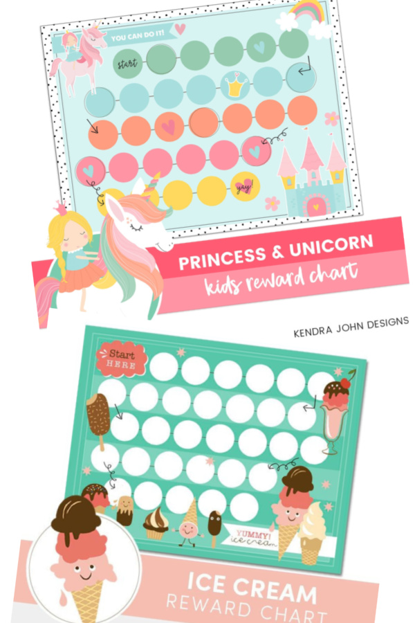 The cutest printable rewards charts for kids from Kendra John Designs