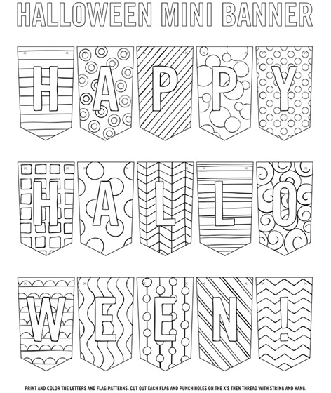 Free Printable Mini Halloween Banner coloring page from Crayola