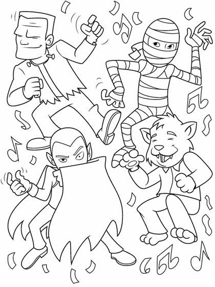 Free printable Halloween monster party coloring page from Crayola