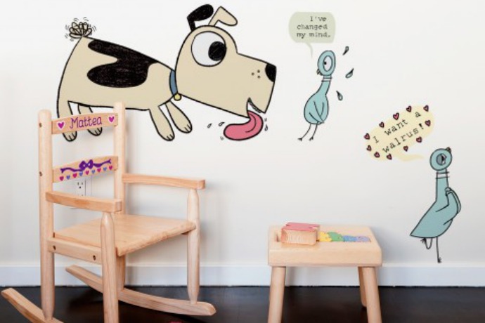 Mo Willems wall decals are here! (A.K.A. Don’t let the pigeon get his hands on the dry erase markers.)