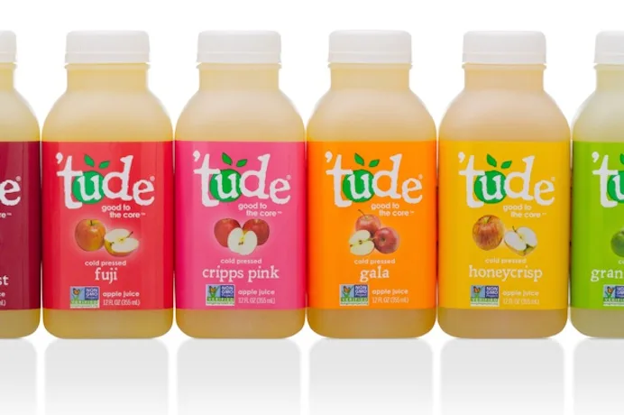 Tude natural apple juices in different varietals