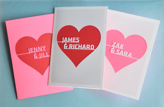 Personalized Valentines cards with extra heart