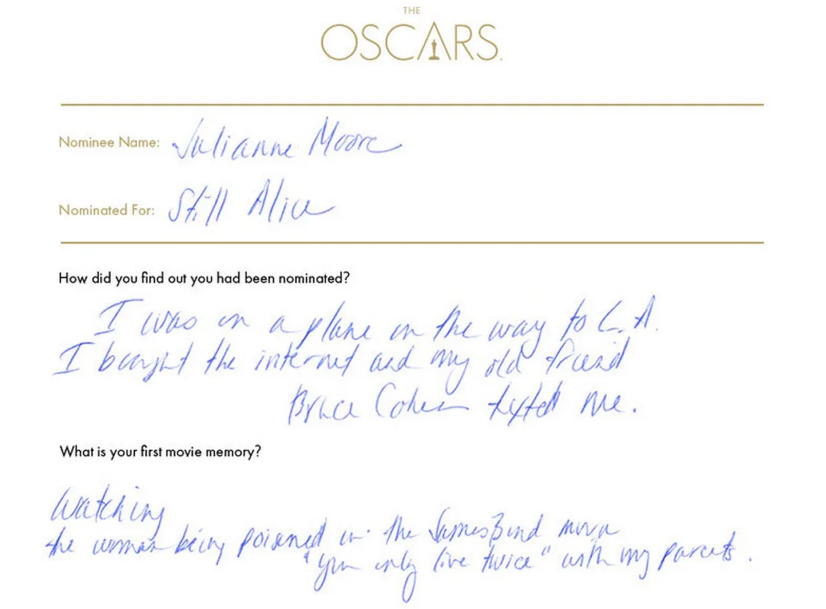 Julianne Moore Oscars questionnaire
