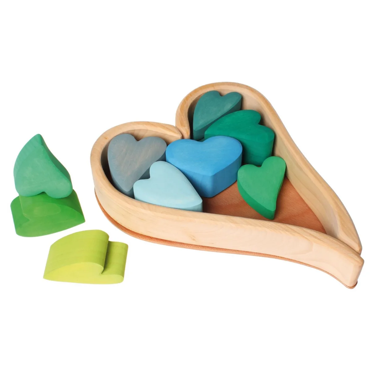 Stacking wooden heart blocks toy for kids