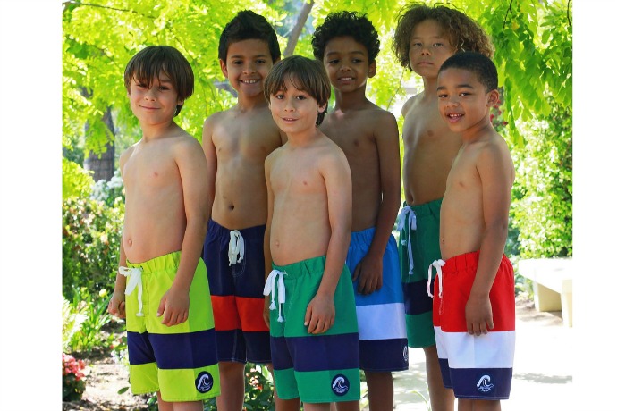 boy wearing swimming trunks