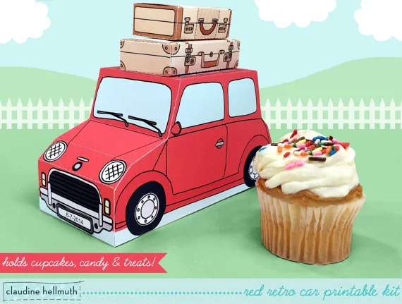 Retro-cool printable gift boxes full of summer fun. And yummy treats.