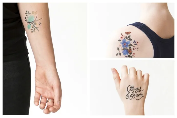 Tattly Tattoos floral collection now designed by Anna Bond of Rifle Paper