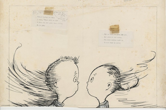 Original sketch from the newly discovered What Pet Should I Get? by Dr. Seuss
