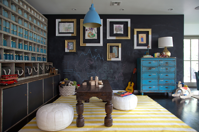 Cool playroom ideas for kids: Chalkboard paint make drawing on the walls totally acceptable