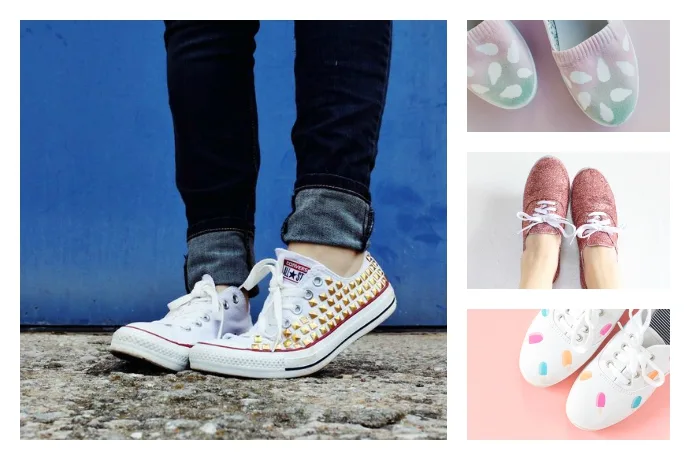 9 fashionable DIY sneaker makeovers for your white canvas sneakers | Cool Mom Picks