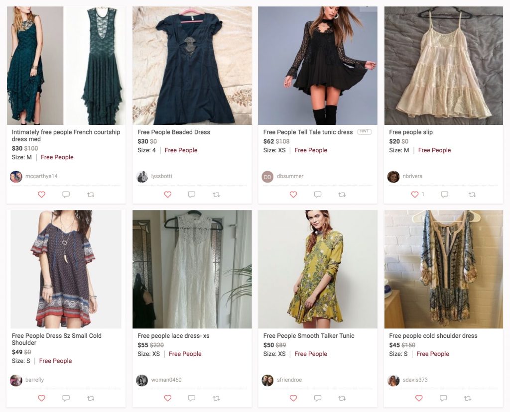 Comparing the top consignment shops: Free People selection at Poshmark