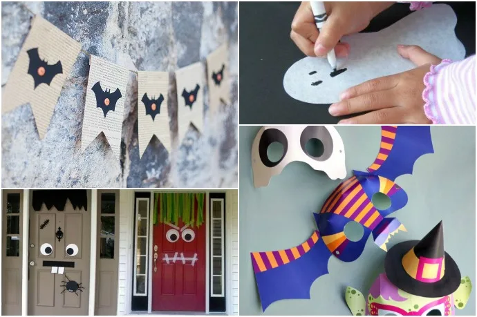 Easy Halloween papercrafts for kids using stuff you have at home already