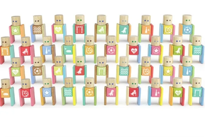 Sustainable myBLOCKHEAD wooden block sets by Tegu are customizable in 40,000 different combos