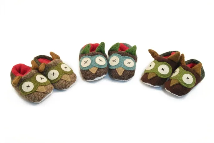 One-of-a-kind, handmade wool slippers for baby that are beyond adorable.