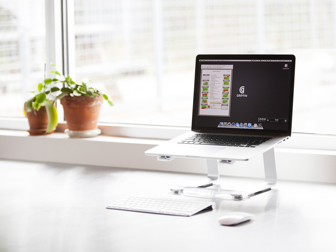 Griffin Elevator laptop stand: Good way to raise your laptop to eye level to create better posture and healthier desk habits