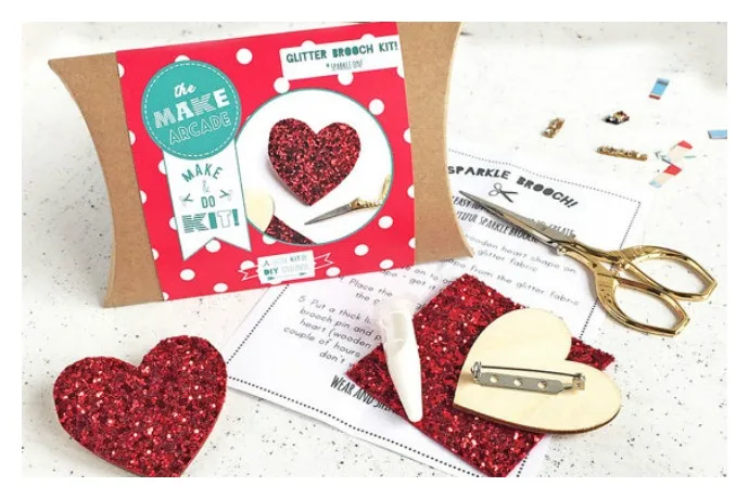 The glitter brooch DIY craft kit from Make Arcade is so very cool.