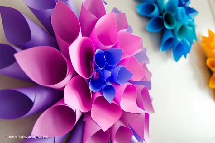 14 amazing DIY flower crafts, like these beautiful paper dahlias at Craftaholics Anonymous
